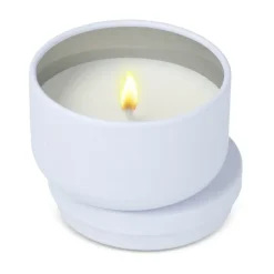 Bezzapachowa świeca roślinna Asana w puszce z recyklingu / Biały LT90743-N0001