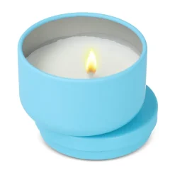 Bezzapachowa świeca roślinna Asana w puszce z recyklingu / Jasnoniebieski LT90743-N0012