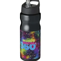 Bidon H2O Base® o pojemności 650 ml z wieczkiem z słomką / Czarny 21004901