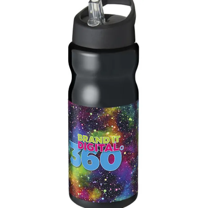 Bidon H2O Base® o pojemności 650 ml z wieczkiem z słomką / Czarny 21004901