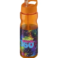 Bidon H2O Base® o pojemności 650 ml z wieczkiem z słomką / Pomarańczowy 21004931