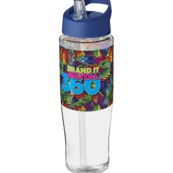 Bidon H2O Tempo® o pojemności 700 ml z wieczkiem z słomką / Przezroczysty 21004419