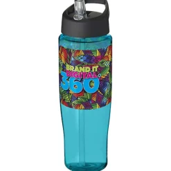 Bidon H2O Tempo® o pojemności 700 ml z wieczkiem z słomką / Błękitny 21004405