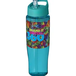Bidon H2O Tempo® o pojemności 700 ml z wieczkiem z słomką / Błękitny 21004416