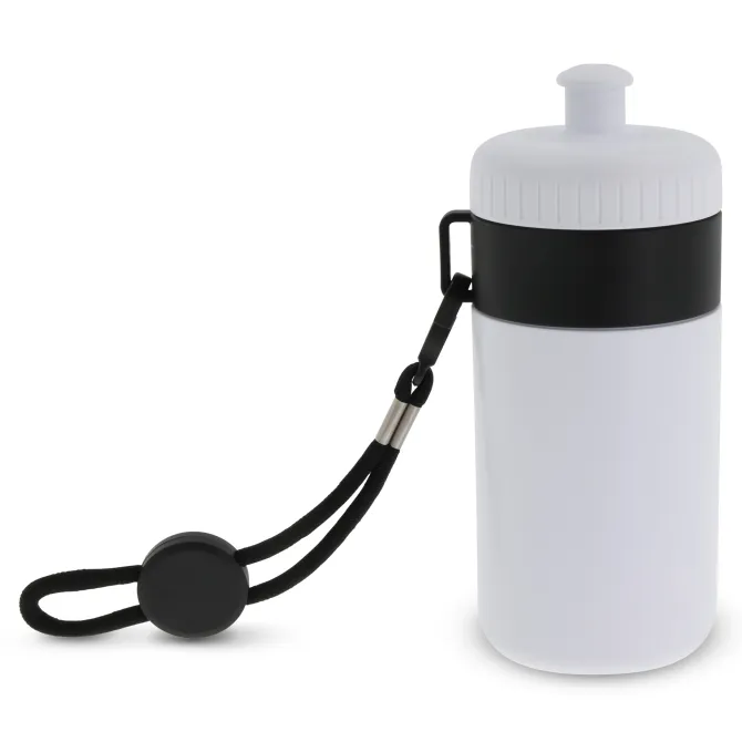 Bidon Sportowy Z Obwódka I Kolorowym Sznurkiem 500ml / Biały / czarny LT98785-N0102