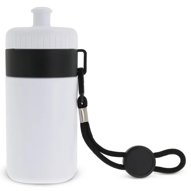 Bidon Sportowy Z Obwódka I Kolorowym Sznurkiem 500ml / Biały / czarny LT98785-N0102