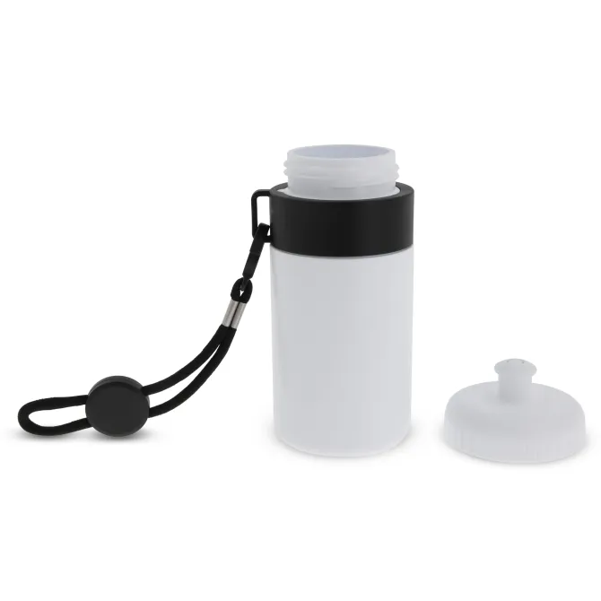 Bidon Sportowy Z Obwódka I Kolorowym Sznurkiem 500ml / Biały / czarny LT98785-N0102