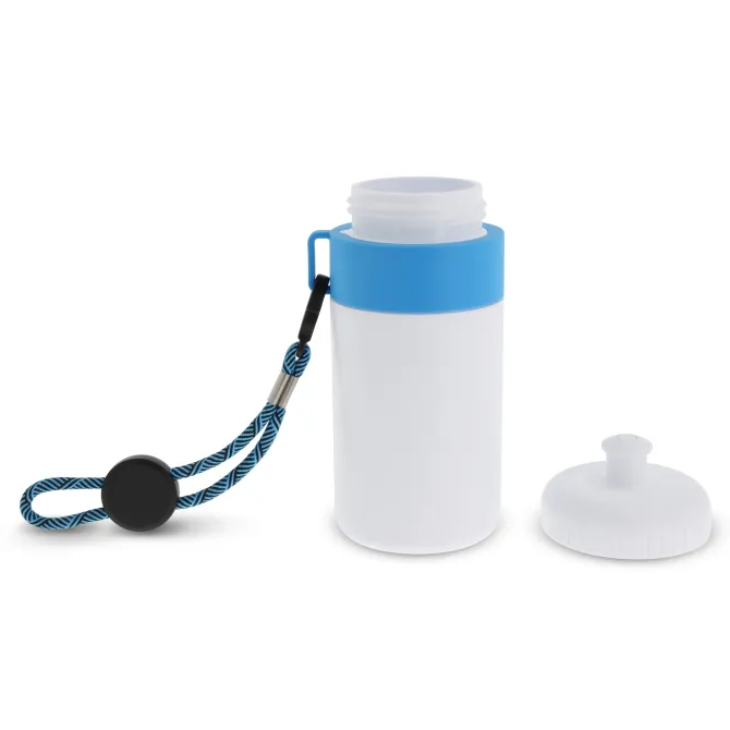 Bidon Sportowy Z Obwódka I Kolorowym Sznurkiem 500ml / Biały / jasnoniebieski LT98785-N0112