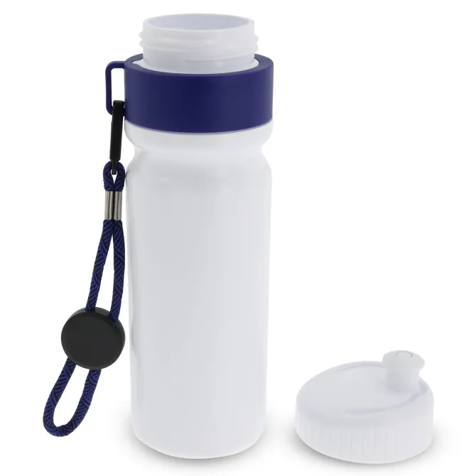 Bidon Sportowy Z Obwódka I Kolorowym Sznurkiem 750ml / Biały / ciemnoniebieski LT98736-N0110