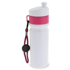 Bidon Sportowy Z Obwódka I Kolorowym Sznurkiem 750ml / Biały / różowy LT98736-N0176