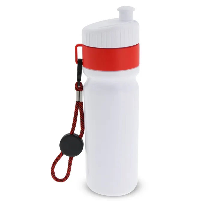 Bidon Sportowy Z Obwódka I Kolorowym Sznurkiem 750ml / Biały / czerwony LT98736-N0121