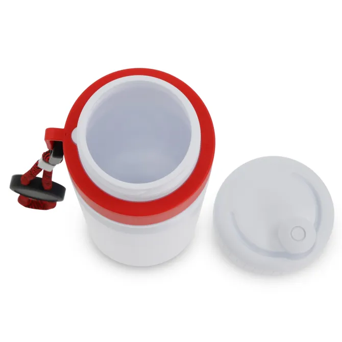 Bidon Sportowy Z Obwódka I Kolorowym Sznurkiem 750ml / Biały / czerwony LT98736-N0121