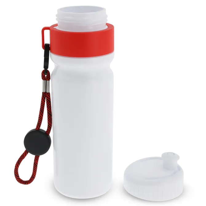 Bidon Sportowy Z Obwódka I Kolorowym Sznurkiem 750ml / Biały / czerwony LT98736-N0121