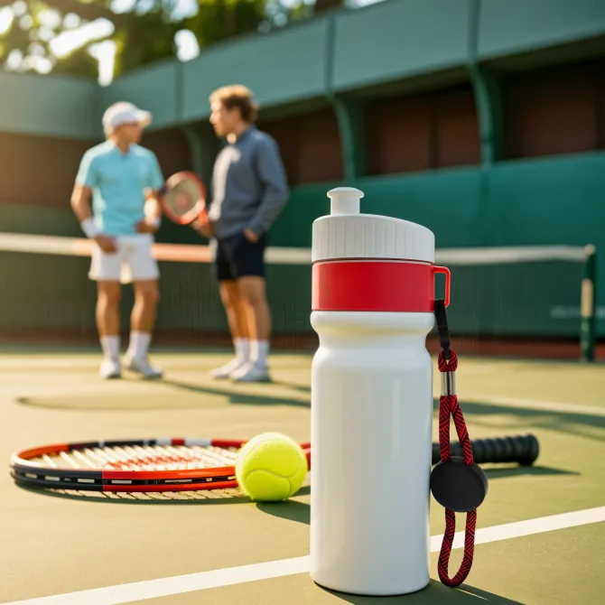 Bidon Sportowy Z Obwódka I Kolorowym Sznurkiem 750ml / Biały / czerwony LT98736-N0121