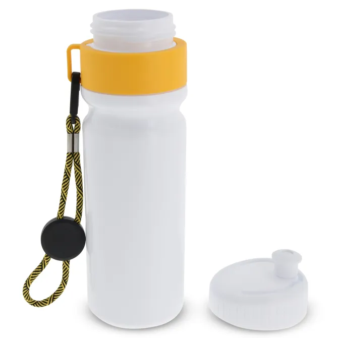 Bidon Sportowy Z Obwódka I Kolorowym Sznurkiem 750ml / Biały / żółty LT98736-N0141