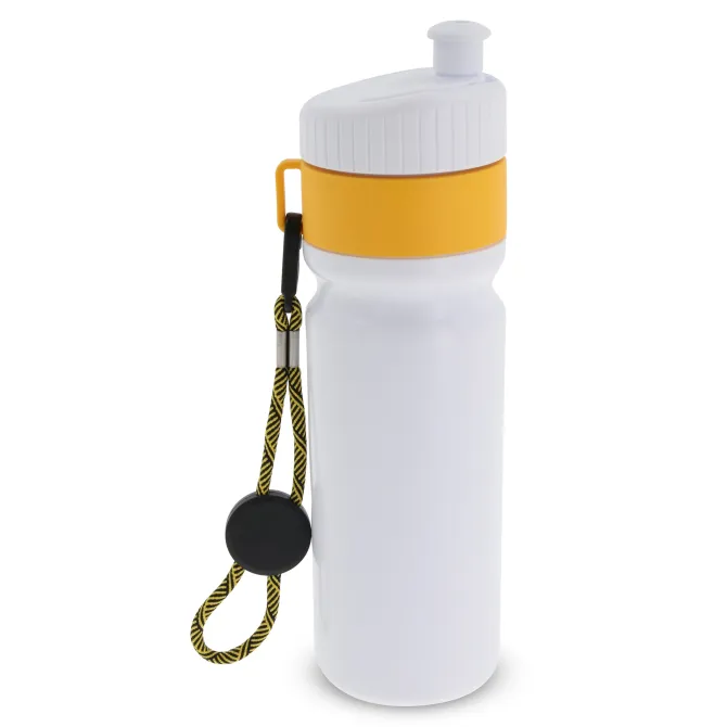 Bidon Sportowy Z Obwódka I Kolorowym Sznurkiem 750ml / Biały / żółty LT98736-N0141