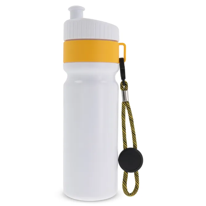 Bidon Sportowy Z Obwódka I Kolorowym Sznurkiem 750ml / Biały / żółty LT98736-N0141