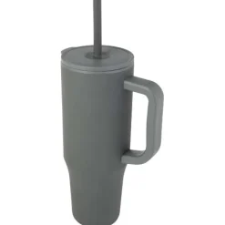Brady izolowany kubek z certyfikatem RCS o pojemności 900 ml z silikonową słomką / Szary 10086783