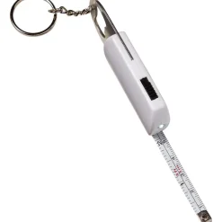 Brelok do kluczy, lampka LED, otwieracz do butelek, miara 1m / Biały V9458-02
