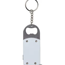 Brelok do kluczy, lampka LED, otwieracz do butelek, miara 1m / Czarny V9458-03