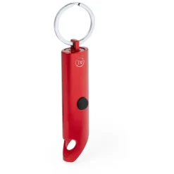Brelok do kluczy z aluminium z recyklingu, otwieracz do butelek, lampka LED / Czerwony V2106-05