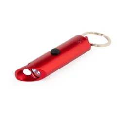 Brelok do kluczy z aluminium z recyklingu, otwieracz do butelek, lampka LED / Czerwony V2106-05