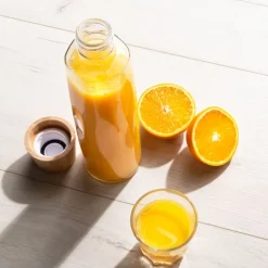 Butelka 750 ml szklana z bambusowym korkiem Vanilla Seazon / Przezroczysty F4912400AJ3