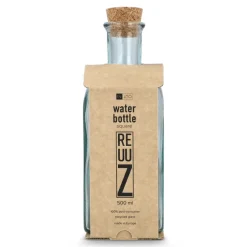 Butelka na wodę InSideOut Square z recyklingowanego szkła ReuuZ z korkiem 500 ml / Transparentny LT57015-N0004