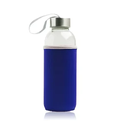 Butelka szklana 460 ml, metalowa nakrętka, neoprenowy pokrowiec / Neobottle / Royal blue IP37052564