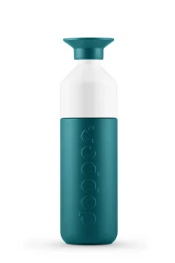 Butelka termiczna ze słomką Dopper Insulated (580 ml) - Blazing Black x Flip Straw - Black / Green Lagoon DOB5326