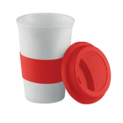 Ceramiczny kubek z przykrywką / Czerwony MO7683-05