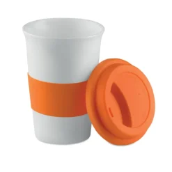 Ceramiczny kubek z przykrywką / Pomarańczowy MO7683-10