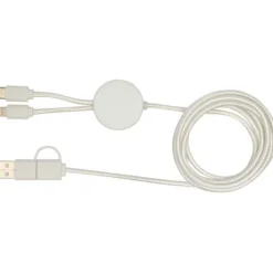 Chechia kabel do synchronizacji danych i szybkiego ładowania 5 w 1 27 W o długości 150 cm z tworzyw sztucznych pochodzących z recyklingu z detalami z bambusa / Biały 12442201
