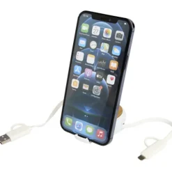 Chechia zwijany kabel do synchronizacji danych i szybkiego ładowania 5 w 1 45 W o długości 100 cm z tworzyw sztucznych pochodzących z recyklingu z detalami z bambusa / Biały 12441901