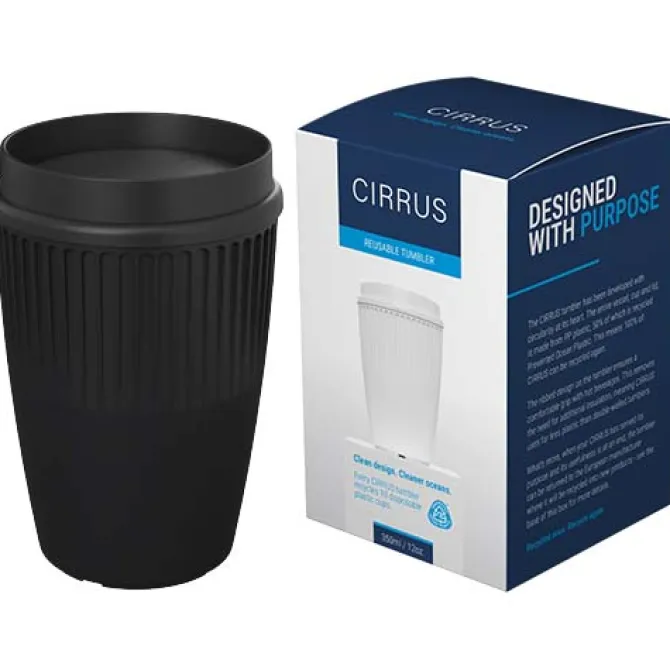 Cirrus POP kubek o pojemności 350 ml z pokrywką 360° / Czarny 22052090