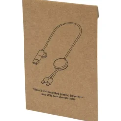 Citala kabel do synchronizacji danych i szybkiego ładowania 5 w 1 27 W o długości 30 cm z tworzyw sztucznych pochodzących z recyklingu / Czarny 12442790