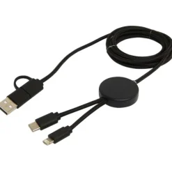 Citala kabel do synchronizacji danych i szybkiego ładowania 5 w 1 27 W o długości 150 cm z tworzyw sztucznych pochodzących z recyklingu / Czarny 12442890