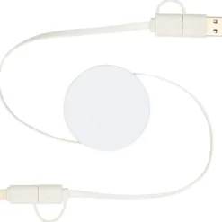 Citala zwijany kabel do synchronizacji danych i szybkiego ładowania 5 w 1 40 W o długości 90 cm z tworzyw sztucznych pochodzących z recyklingu / Biały 12443001