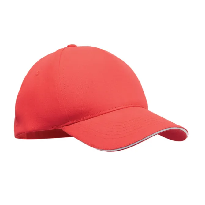 Czapka z daszkiem 5-panelowa / Bialy/Czerwony MO2345-35