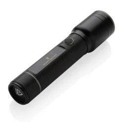 Duża latarka Gear X, ładowana przez USB, aluminium z recyklingu / Czarny P513.931