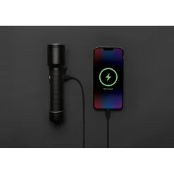 Duża latarka Gear X, ładowana przez USB, aluminium z recyklingu / Czarny P513.931