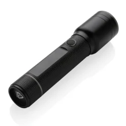 Duża latarka Gear X, ładowana przez USB, aluminium z recyklingu / Czarny P513.931