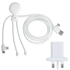 2090 - Długi kabel do ładowania Xoopar Mr Bio + adapter z wtyczką UK / Biały LT41026-N0001