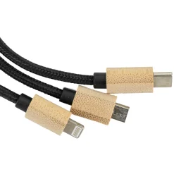 Długi kabel 3w1 z podświetlanym logo LH-ZMU06 / Beżowy EG059113