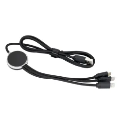 Długi kabel 3w1 z podświetlanym logo, W201TG / Czarny EG053403