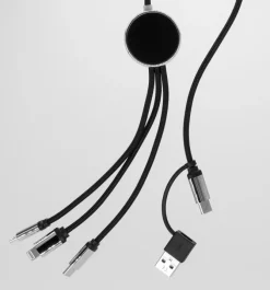 DŁUGI KABEL 4W1 Z PODŚWIETLANYM LOGO, W102TG / Czarny EG058803