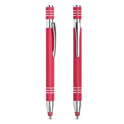 Długopis aluminiowy, gumowany, touch / Chromy / Czerwony IP13150452