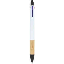 Długopis 3-kolorowy z uchwytem z bambusa / Biały LT80561-N0001