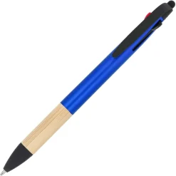 Długopis 3-kolorowy z uchwytem z bambusa / Niebieski LT80561-N0011