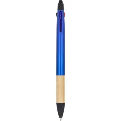 Długopis 3-kolorowy z uchwytem z bambusa / Niebieski LT80561-N0011